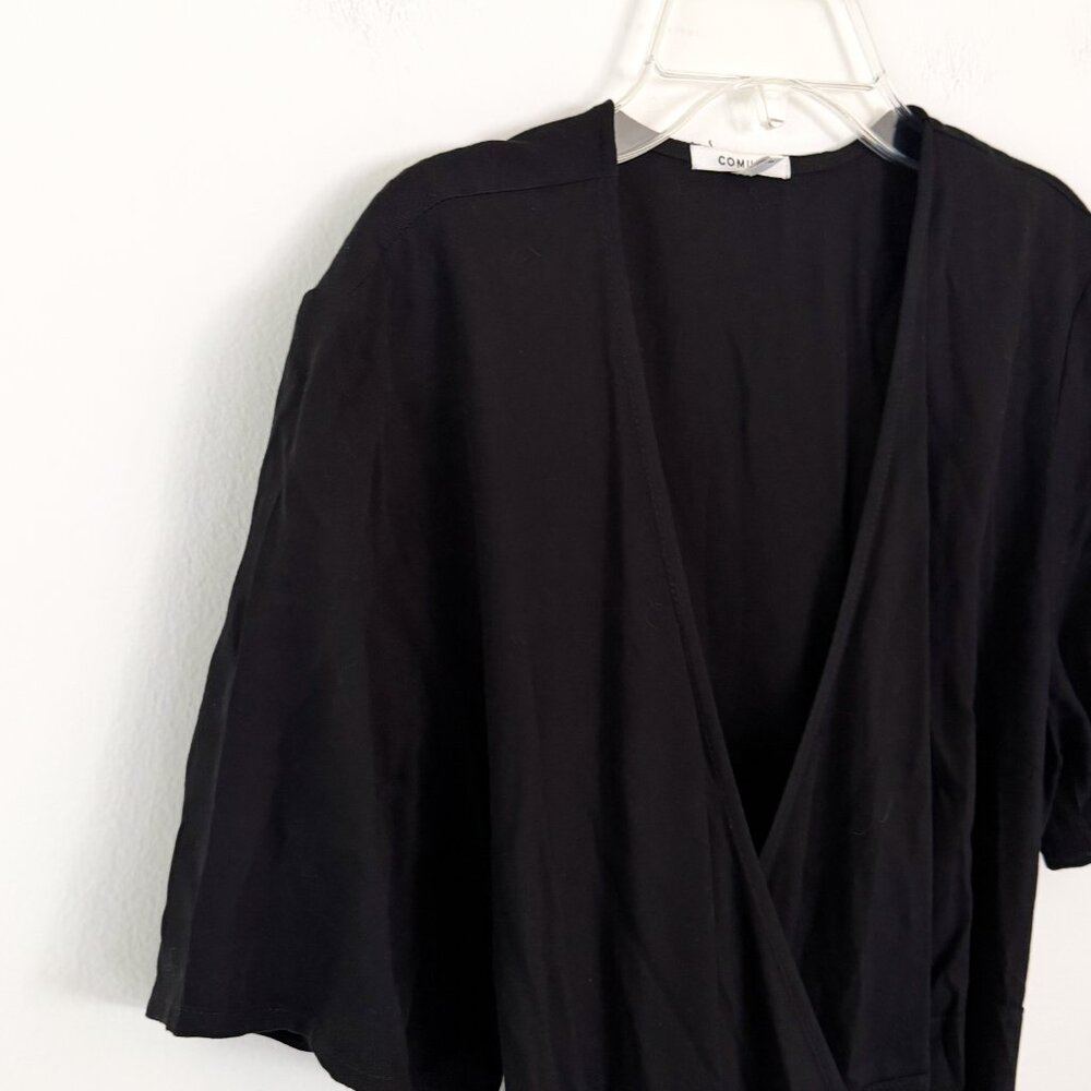 Michelle by Comune // Colbert Black Faux Wrap Midi Dress L - Picture 5 of 7